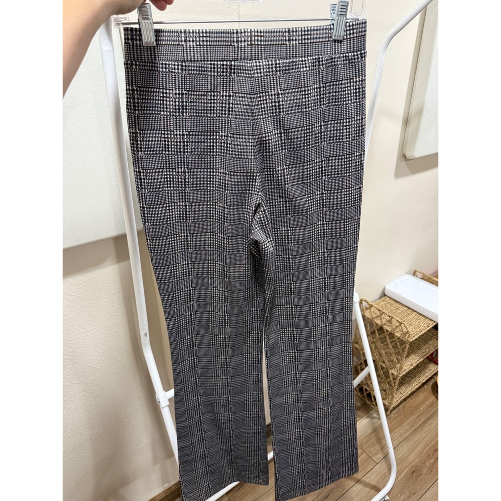 Sincerely Jules Womens Glen Plaid High Rise Pull On Flare Pants Black Brown M - Picture 2 of 4